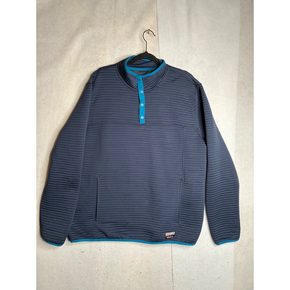Gerry Mens Quilted Snap Pullover Navy Blue Teal Ribbed Fleece see measurements